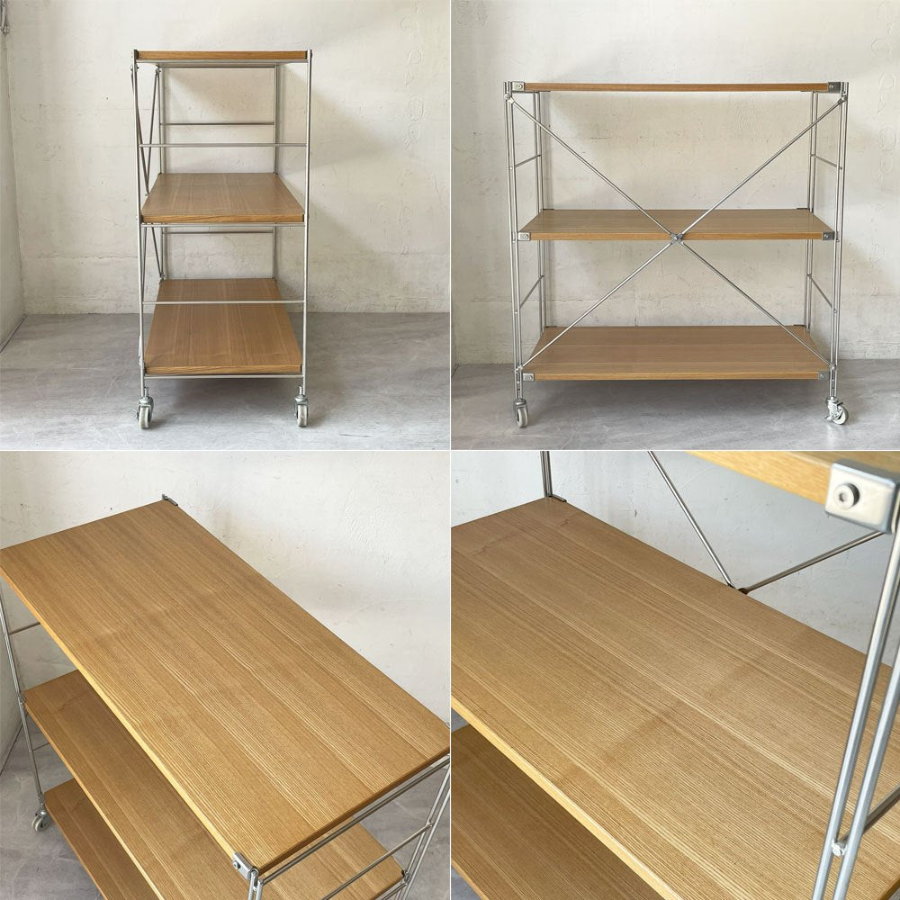 無印良品 MUJI タモ材 ステンレスユニットシェルフ ワイド 小 キャスターベース SUS シンプル ナチュラル ★