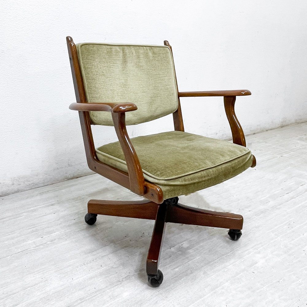 カリモク karimoku コロニアル デスクチェア 木製書斎椅子 リクライニング キャスター付き  ●