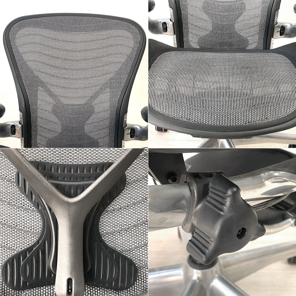 ハーマンミラー Herman Miller アーロンチェア Bサイズ ポスチャーフィット ウェイブ ポリッシュドアルミベース ビル・スタンフ ＆ ドン・チャドウィック ★