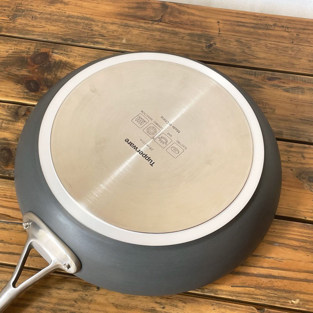 タッパーウェア Tupperware ブラックシリーズ クックウェア フライパン 28cm IH対応 ガラス蓋付 日本未発売 美品 ★