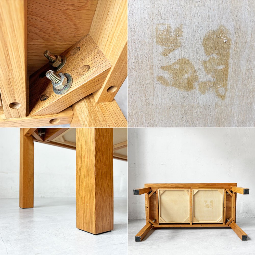 無印良品 MUJI 木製ローテーブル オーク無垢材 ナチュラル 抽斗2杯 W90cm シンプルデザイン 廃盤 ★