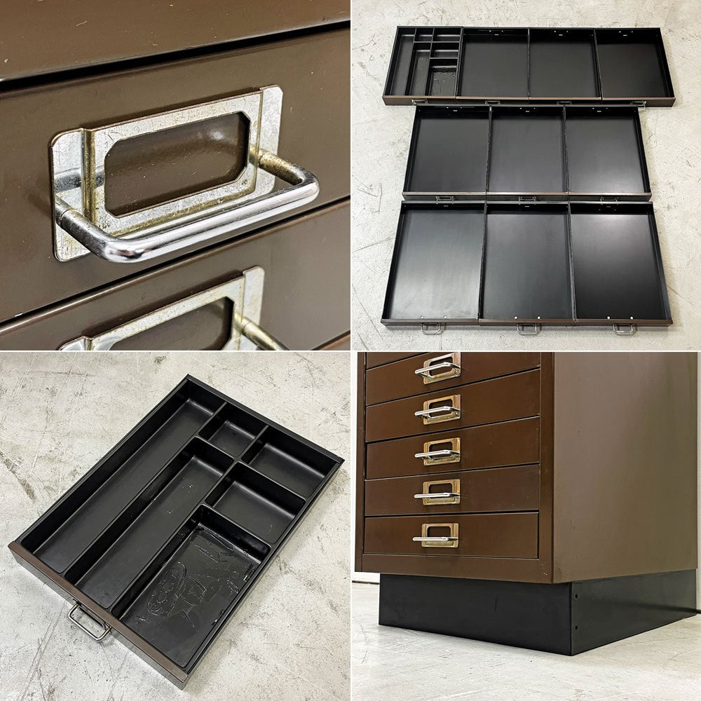 ビスレー BISLEY ベーシック BASICシリーズ A3キャビネット BA3/10 10段 デスクキャビネット ブラウン オフィス家具 英国 現状品 ●