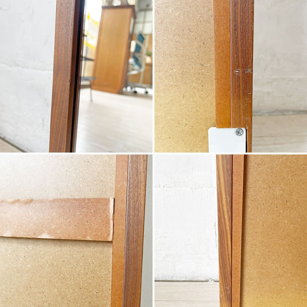 無印良品 MUJI 壁に付けられる家具 ミラー 中 ウォールナット スタンドミラー ウォールミラー 全身鏡 ★