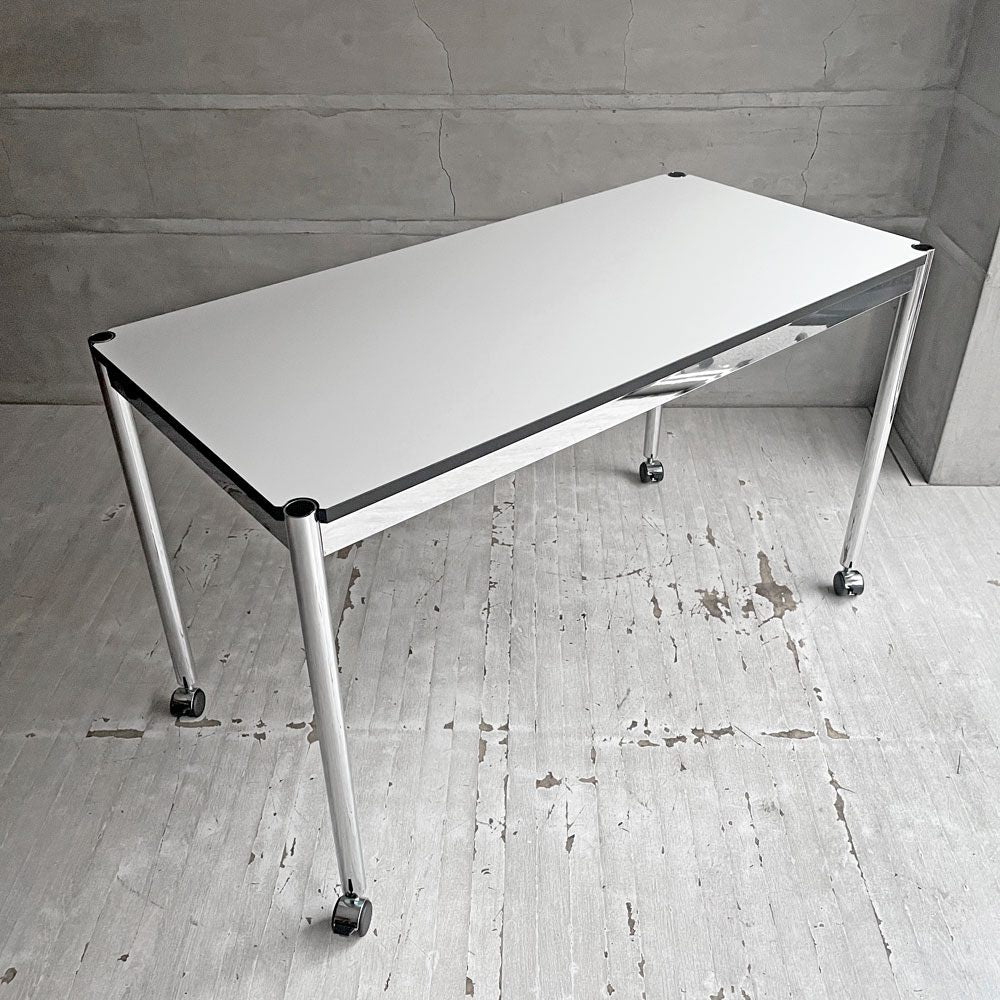 USMハラー USM Haller モジュラーファニチャー ハラーテーブル ワークデスク ダイニングテーブル パールグレーラミネート (ホワイト) キャスター モダン スイス ♪