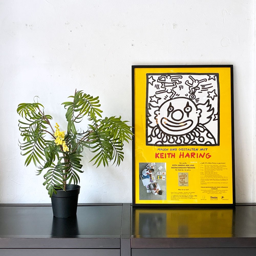キース・ヘリング Keith Haring イベントポスター 1994年 Thalia Buchhandlung Hamburg  ドイツ 書店 ストリートアート アートフレーム 額装品 ★
