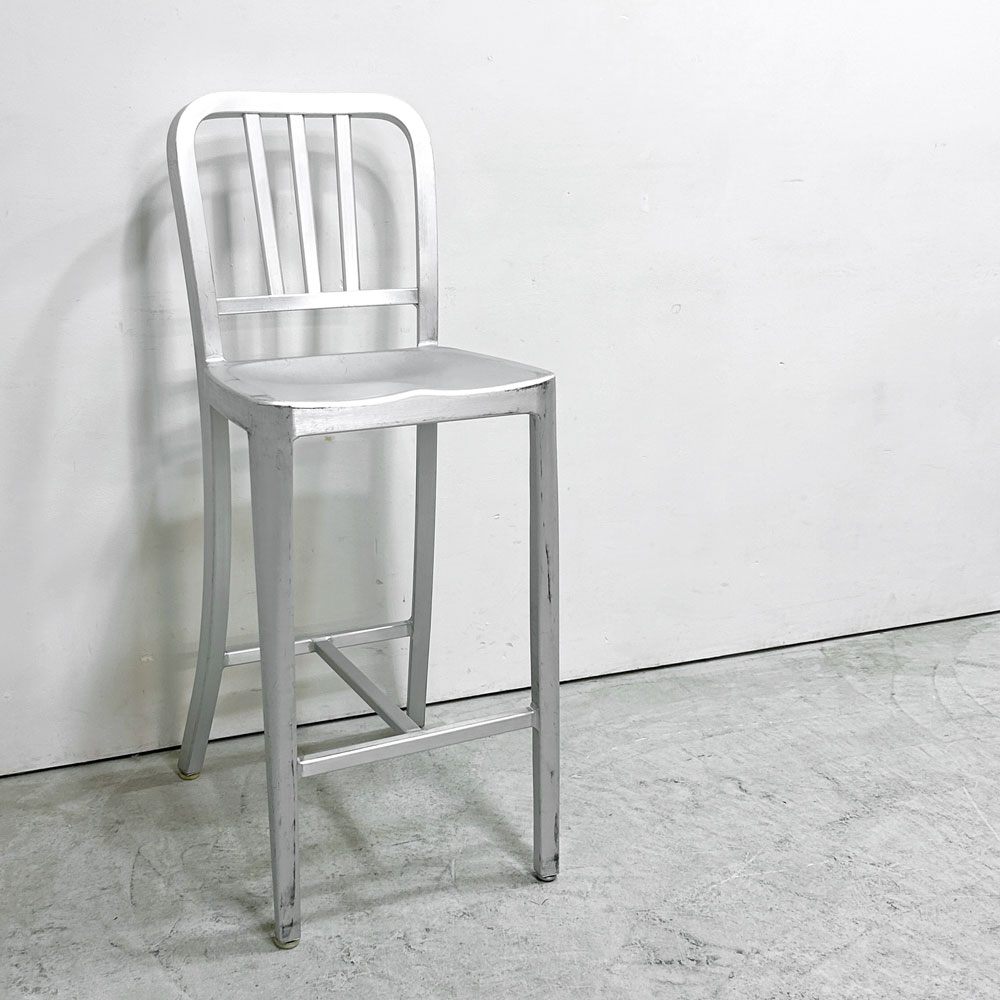 ネイビーバースツール Navy BarStool カウンターチェア アルミニウム インダストリアル リプロダクト A ●