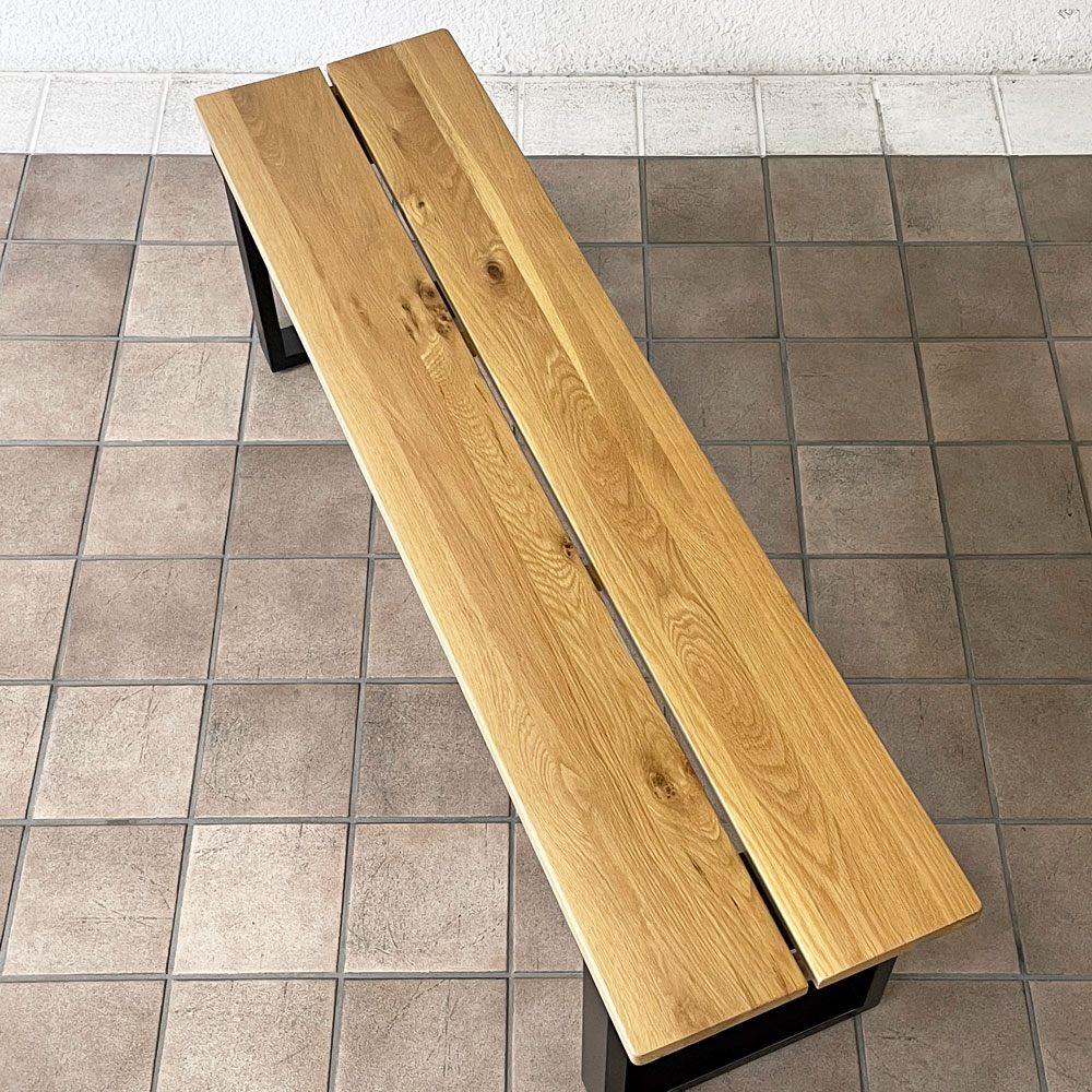 関家具 ベルデ Verde Ⅲ ベンチ オーク無垢材 W140cm 定価￥25,800- 展示品 美品 ◇