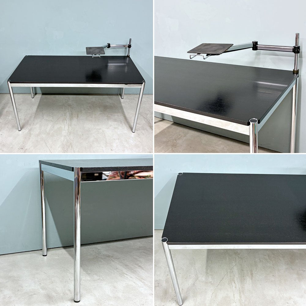 ユーエスエムハラー USMハラー USM Haller モジュラーファニチャー ハラーテーブル ワークデスク W150cm トレイ付きスイングアーム付き オーク材ブラック 高さ調整機能付き アジャスター スイス ◎