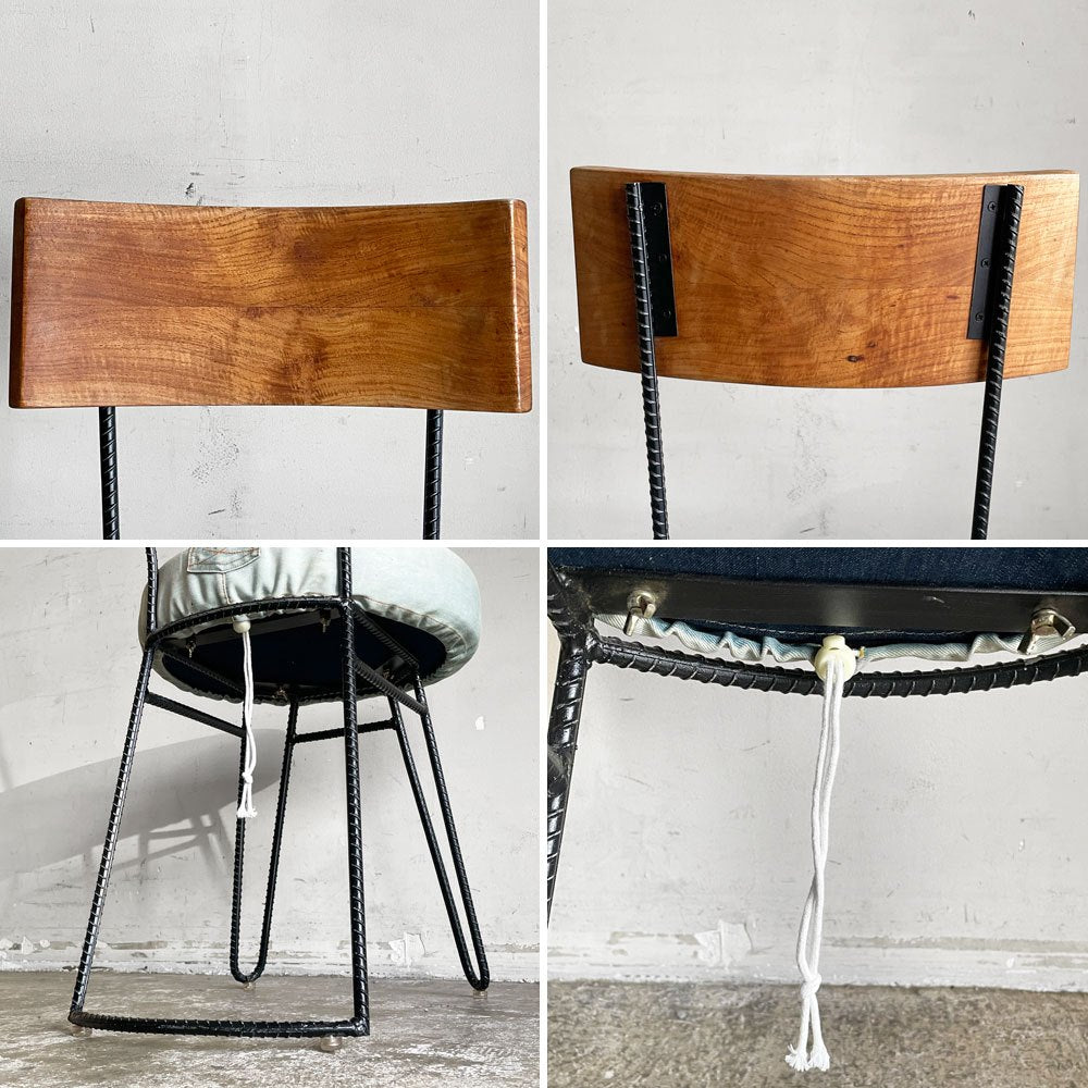 ディーボディ d-Bodhi カンパーニャ チェア デニム CAMPAGNA CHAIR ダイニングチェア チーク古材×アイアンレッグ インダストリアルデザイン B ■