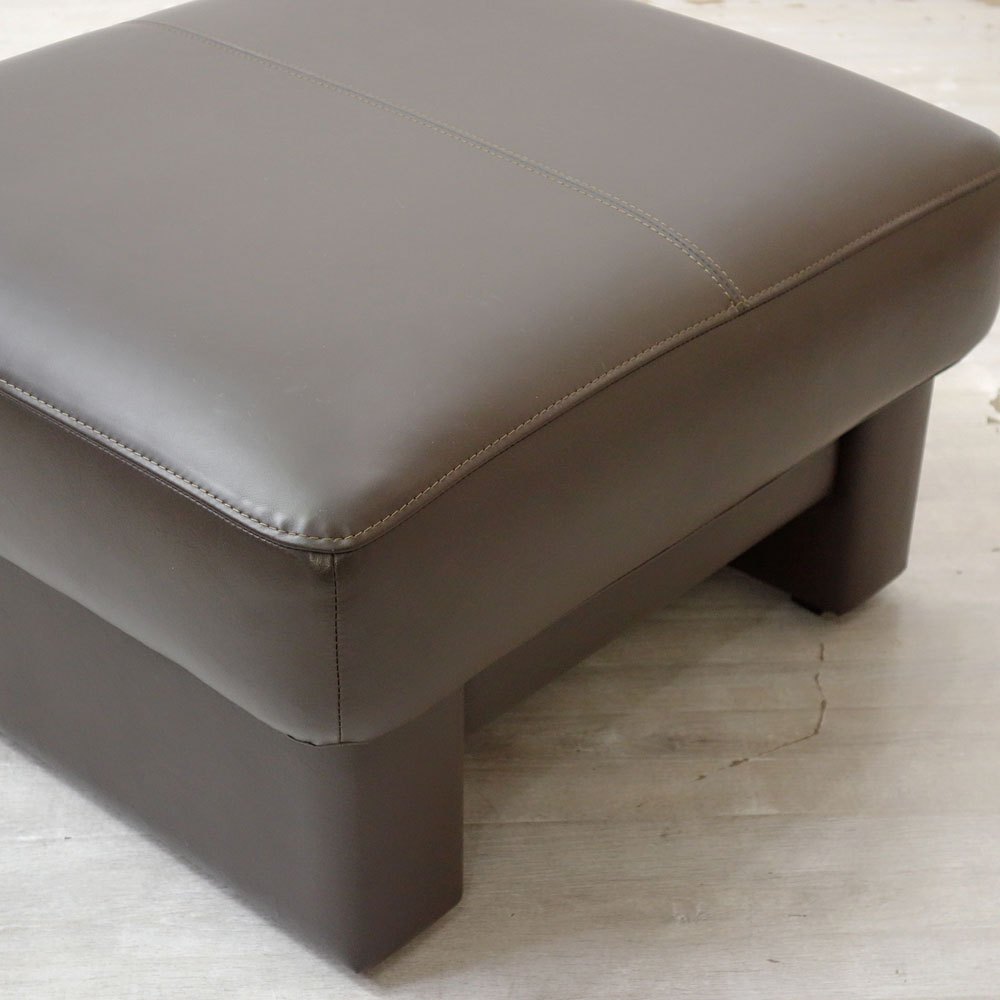 浜本工芸 No.2000 スツール オットマン ダークブラウン 本革張り Sバネ W62cm 国産家具 ●