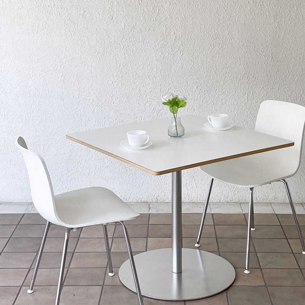 ラパルマ Lapalma ロンド RONDO スクエア カフェテーブル ロマーノ・マルカート ダイニングテーブル ホワイト W80cm 廃番 ◇