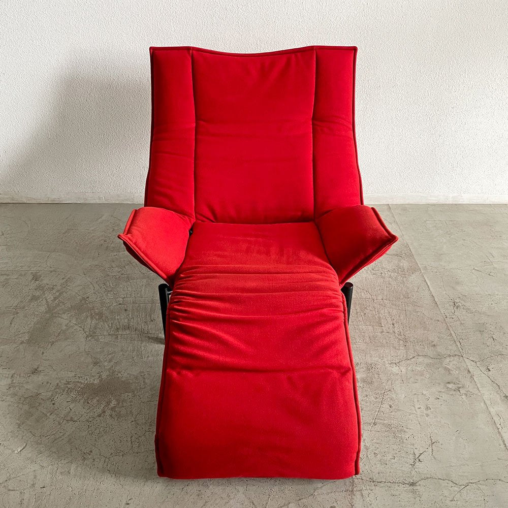 カッシーナイクスシー Cassina ixc. ヴェランダ VERANDA 1人掛けソファ ラウンジチェア リクライニング ファブリック レッド系 ヴィコ・マジストレッティ 廃番 〓