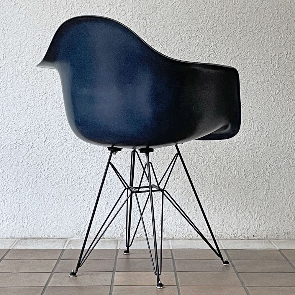 ハーマンミラー Herman Miller アームシェルチェア セカンド 2nd ビンテージ FRP製 ネイビー エッフェルベース C&R イームズ ミッドセンチュリー ◇