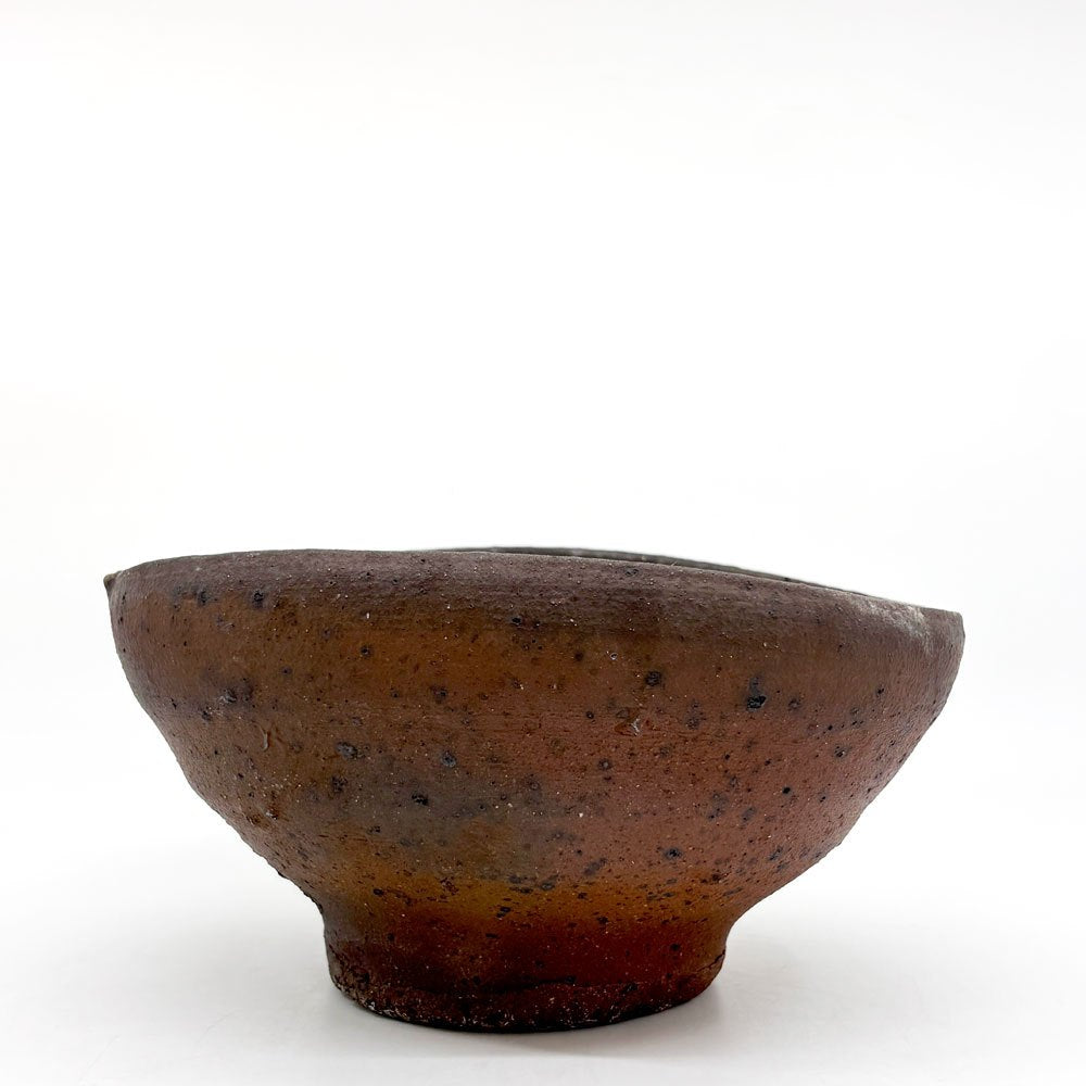 森岡成好 南蛮焼締 碗 鉢 ボウル 17cm 陶芸家 現代作家 ●