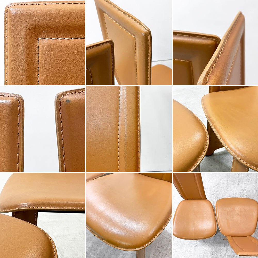 IDC大塚家具 OTSUKA ダイニングチェア ハイバック 椅子 8391 本革 牛革 2脚セット イタリアモダンスタイル ●