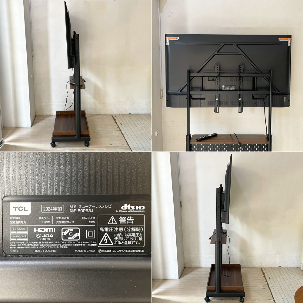 TCL ジャパンエレクトロニクス 50V型 チューナーレス 液晶テレビ 4K Google TV P63J + FITUEYES テレビスタンド 美品 ★