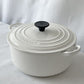 ルクルーゼ LE CREUSET ココットロンド 両手鍋 20cm ホワイト 鋳鉄 ホーロー 琺瑯 フランス ◇