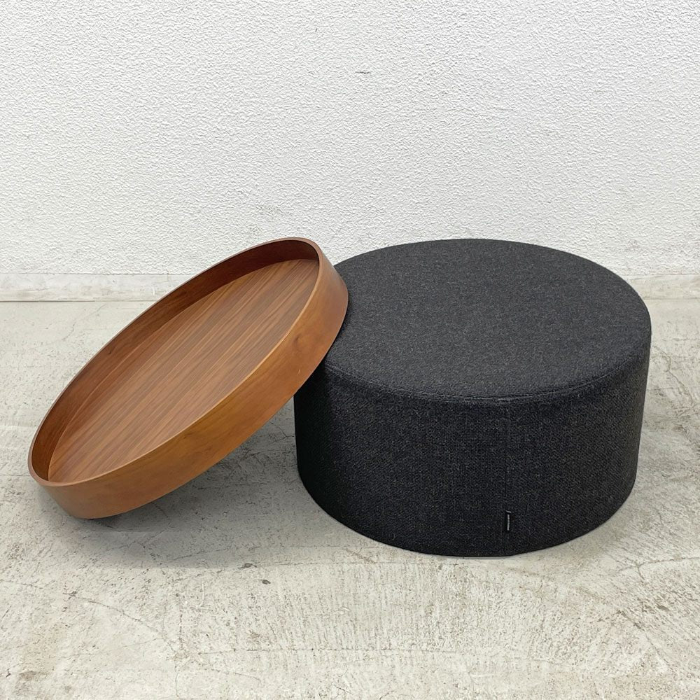 ソフトライン SOFTLINE ドラムスパフ DRUMS POUF スツール リビングテーブル ウォールナットトレイ Φ60cm アクタス取扱 定価￥69,300-