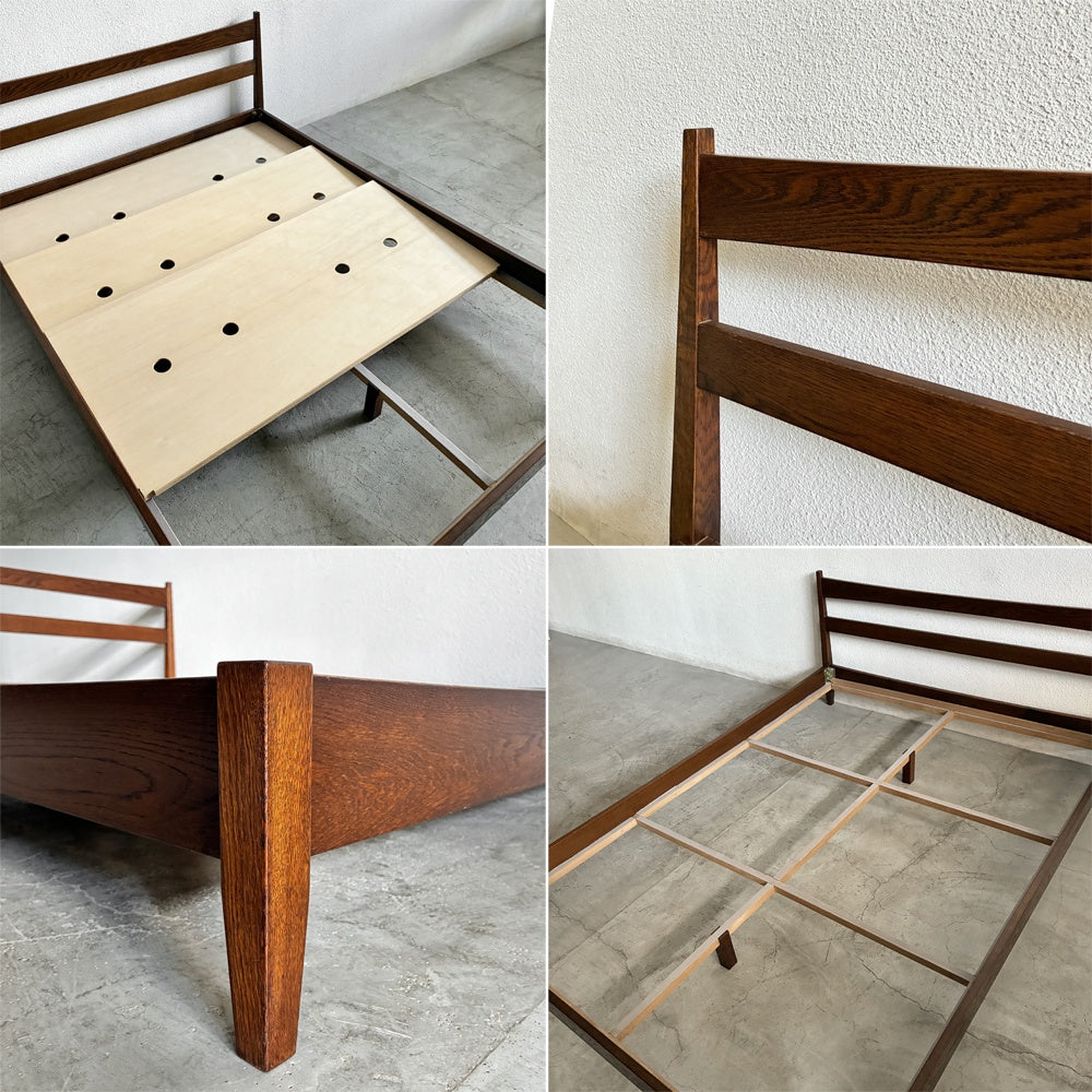 スタンダードトレード STANDARD TRADE ベッドフレーム Rudder Head ラダーヘッド BED-01C ダブルサイズ 無垢楢材 Dark Oak 参考定価42万円 〓
