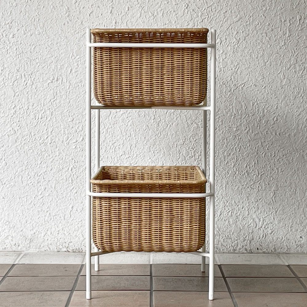 イデー IDEE ワラビー WALLABY バスケットスタンド BASKET STAND ラタン スチール ホワイト 廃番仕様 現行定価49,900円 ◇