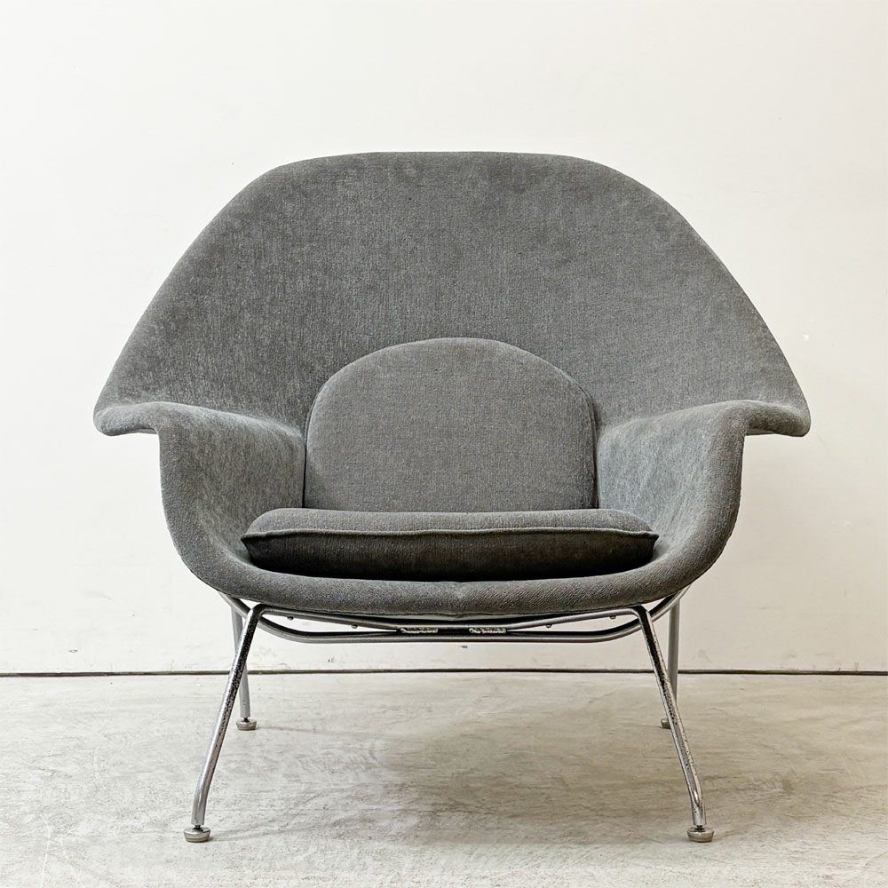 ノル ノール Knoll サーリネンコレクション ウームチェア Womb chair ラウンジチェア 1pソファ クロムベース グレー系 ファブリック エーロ・サーリネン ミッドセンチュリー ●