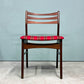 北欧ビンテージ Scandinabian Vintage チーク材 ダイニングチェア ラダーバック レッド系 ストライプ柄 北欧家具 ◎