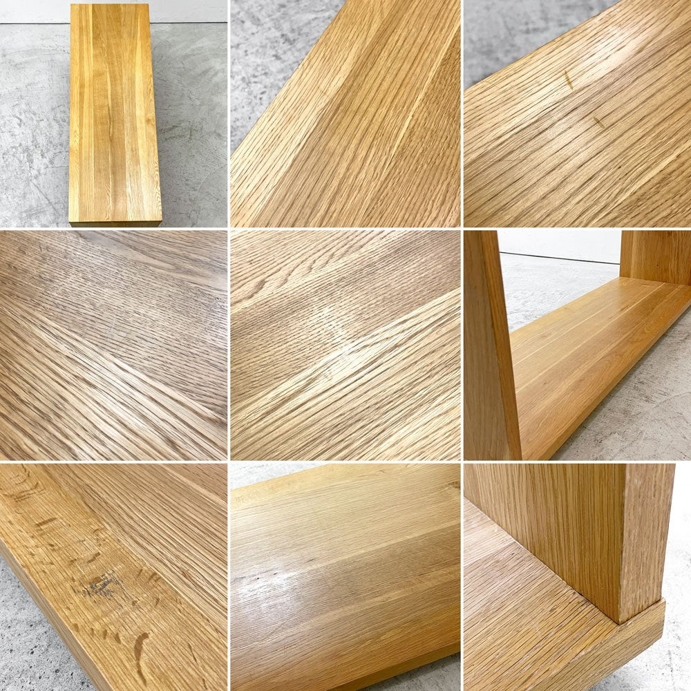 無印良品 MUJI オーク無垢材 ダイニングベンチ 板座 AVボード ローボード ロの字 W120cm ナチュラルモダン ●