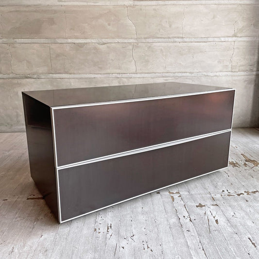 アルフレックス arflex コンポーザー COMPOSER ローチェスト 2段 ローボード ソフトクローズ ブラウン×シルバー モダンデザイン イタリア ♪