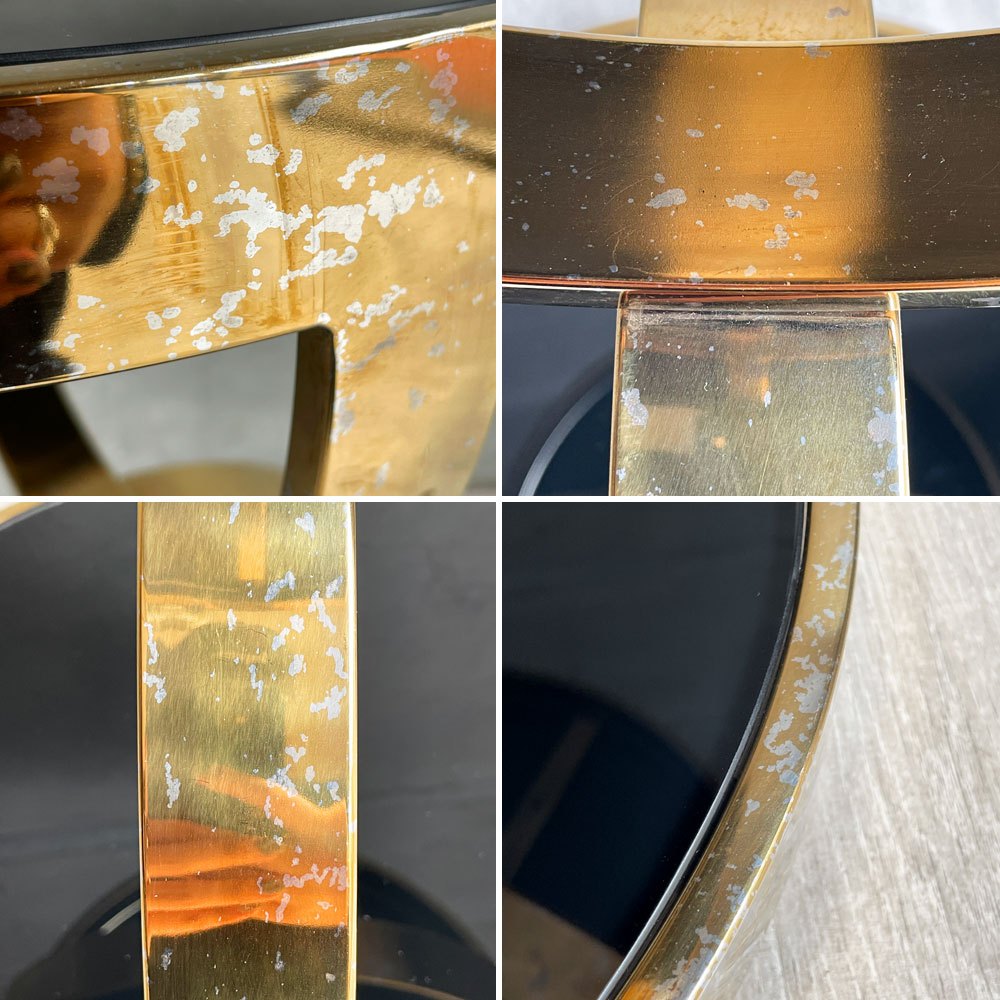 ダブルリング ラウンド サイドテーブル コーヒーテーブル ゴールドカラー ステンレス製フレーム 強化ガラス ガラス天板 モダンスタイル ♪