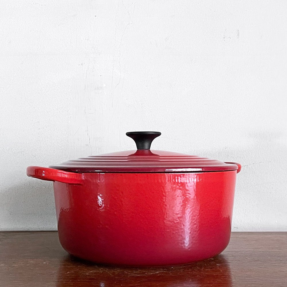 ルクルーゼ LE CREUSET ココットロンド 両手鍋 22cm 鋳物 レッド フランス ■