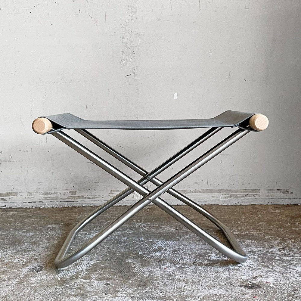 ニーチェア エックス NY chair X オットマン スツール ナチュラル×グレー ビーチ材 フォールディング 藤栄 新居猛 MoMA 定価￥35,200-  ■