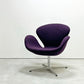 フリッツハンセン Fritz Hansen スワンチェア ラウンジチェア スウィベル ファブリック パープル アルネ・ヤコブセン Arne Jacobsen 座面張替済み ●