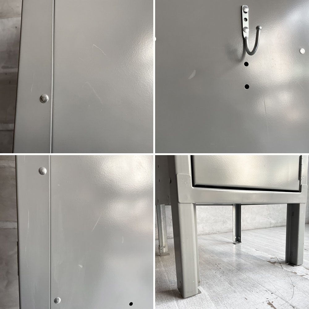 リオン LYON 4段スチールロッカー Standard Steel Four Tier Locker ダブグレー フック付 インダストリアル 店舗什器 ♪