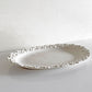 智工房 佐野智子 小花の楕円プレート オーバル皿 ホワイト系 平皿 陶器 半磁器 約23cm 現代作家 ■