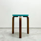 アルテック Artek スツール60 Stool60 3本脚 ターコイズ × ウォールナット ヘラ・ヨンゲリウス コレクション2015 80周年シール付 アルヴァ・アアルト ●