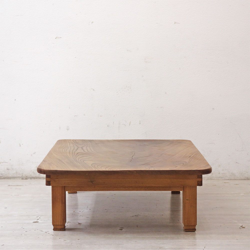 ジャパンビンテージ Japan Vintage ちゃぶ台 卓袱台 無垢一枚板 座卓 折りたたみ 古家具 ●