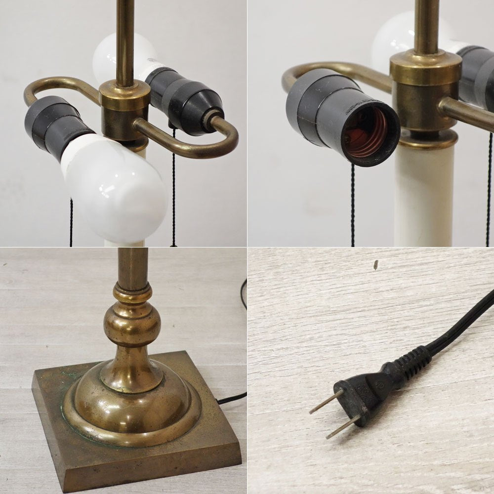 山菊工芸 フロアランプ フロアスタンド 真鍮ポール × ファブリックシェード 2灯 ビンテージスタイル ●