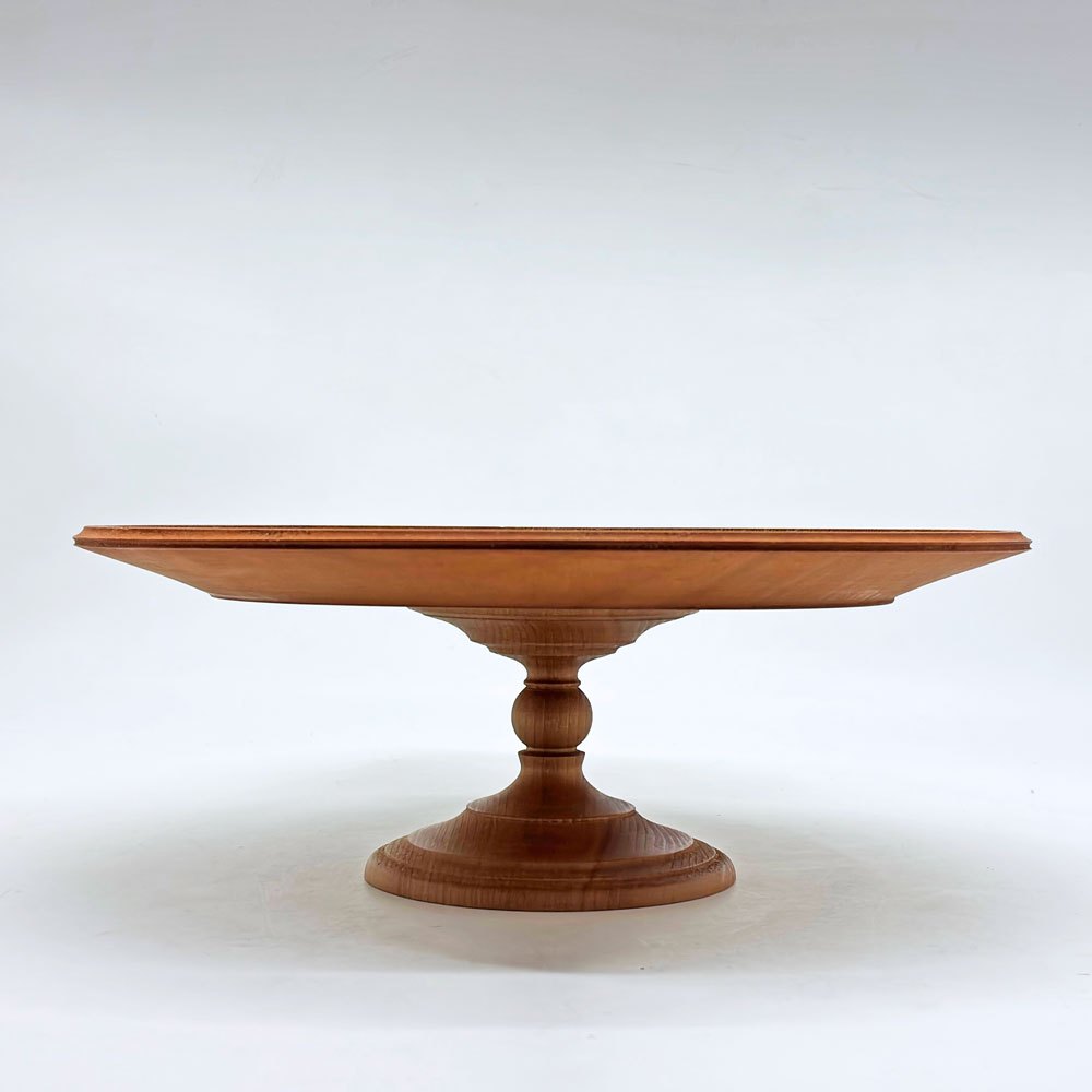 イッカ ICCA ろくろ脚のケーキスタンド Cake Stand Φ24cm 桜材 テーブルウェア 収納袋付き ●