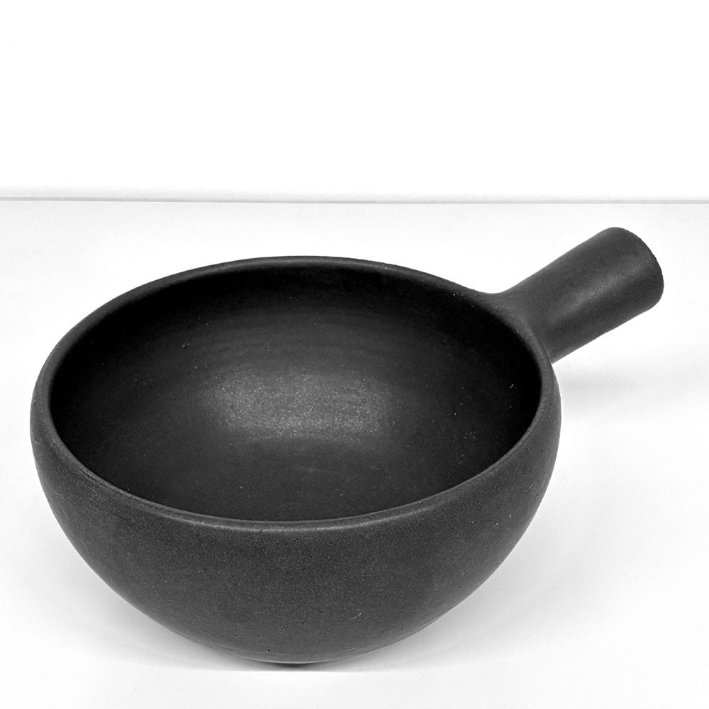正島克哉 Katsuya Shoujima 片手土鍋 中 黒 全幅16cm 直火可 工房正島 現代作家 A ◎