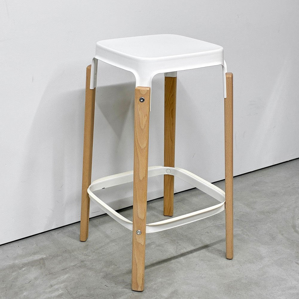 マジス MAGIS スティールウッドスツール Steelwood Stool ハイスツール カウンターチェア ホワイト × ビーチ H68cm ロナン＆エルワン・ブルレック 定価￥86,900- ◎