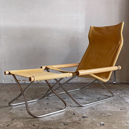 ニーチェア エックス Ny chair X フォールディングチェア ラウンジチェア イエロー オットマン付き 新居猛 MoMA ■