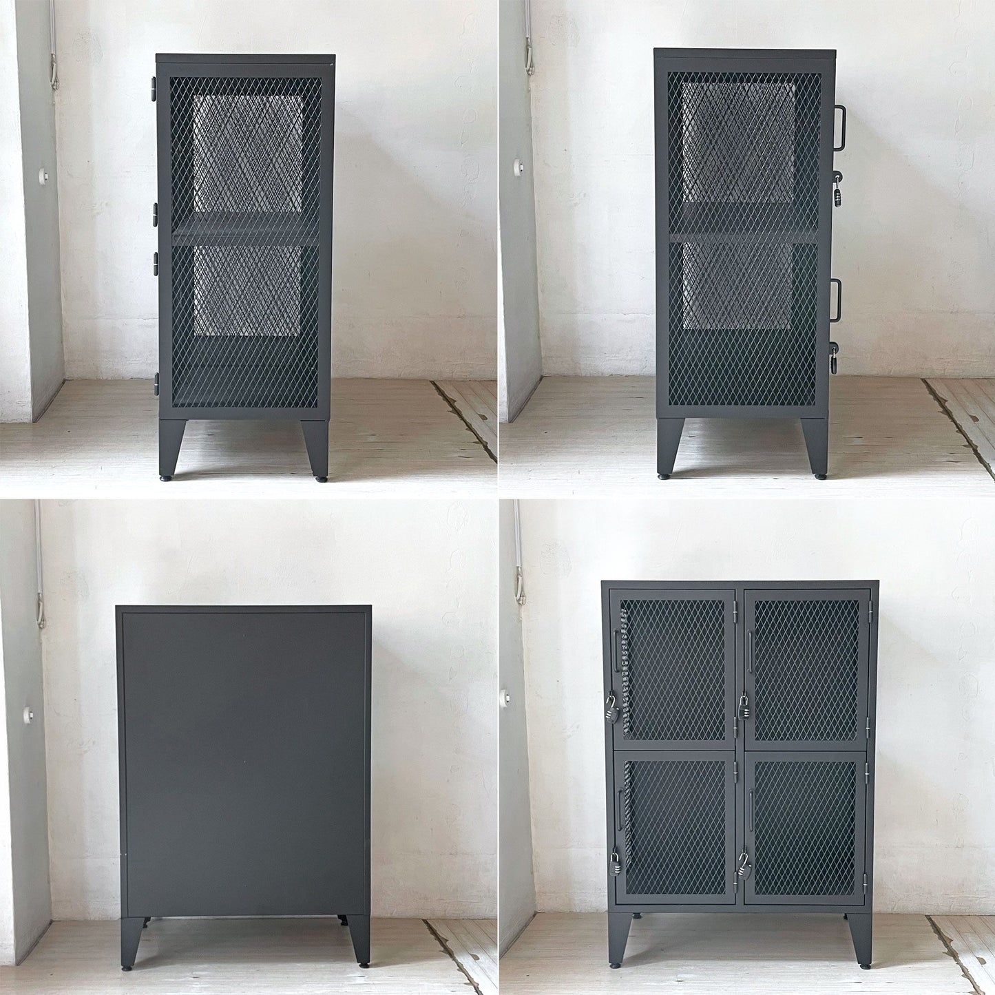 ジャーナルスタンダードファニチャー journal standard Furniture j.s.F  メッシュロッカー 2列2段 ブラック サイドキャビネット 南京錠付 ★