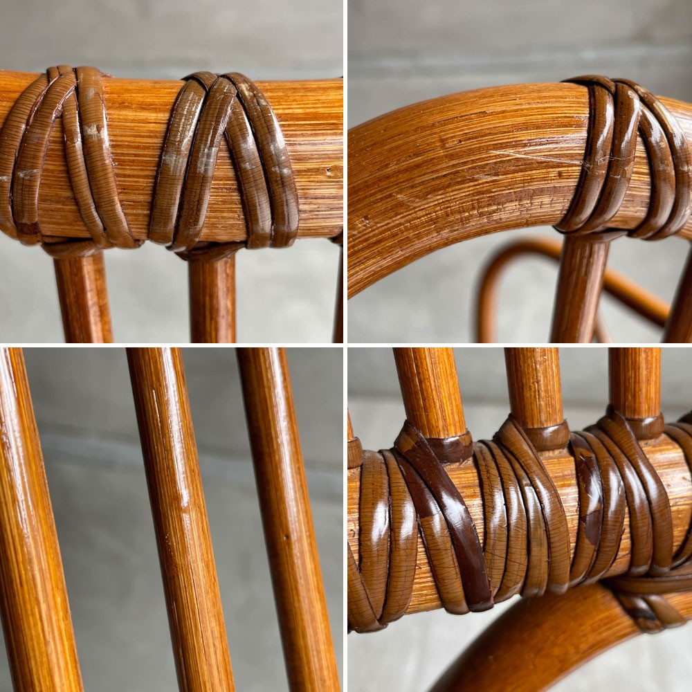 カザマ KAZAMA ラタン アームチェア ラタンチェア ラウンジチェア 籐 曲木 アジアンスタイル 廃番 ♪