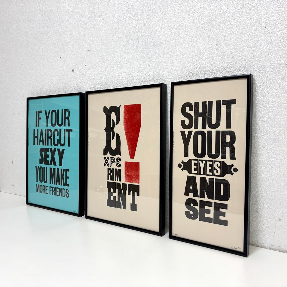 ア・トゥー・パイプ・プロブレム A TWO PIPE PROBLEM SHUT YOUR EYES AND SEE アートポスター ステファン・ケニー Stephen Kenny 活版印刷 アルファベット W22.5cm 120/250 サイン入り 額装品 ●