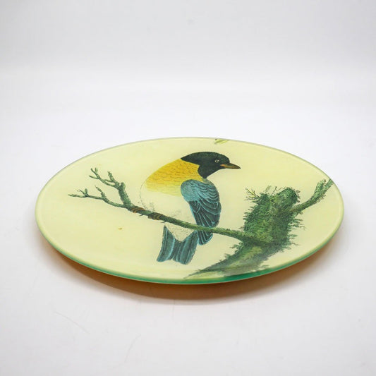 ジョンデリアン JOHN DERIAN デコパージュプレート Decoupage plate バード bird ブラウン 飾り皿 Φ21.5cm アッシュペーフランス H.P. FRANCE 取扱 ●