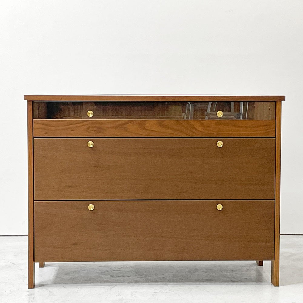 ニッポネア NIPPONAIRE コーニス KONISU コレクションチェスト ロータイプ W100cm ウォールナットカラー 真鍮ハンドル 関家具 定価￥140,800- ●