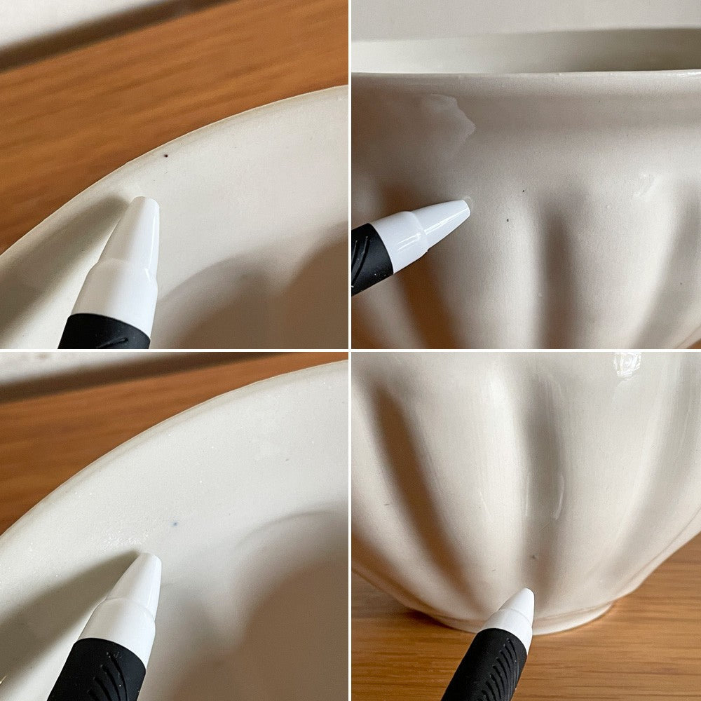 角田涼 クグロフボウル どんぶり 磁器 白磁 ハンドメイド Φ19㎝ 現代作家 未使用品 ■