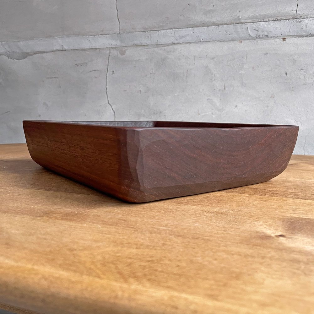 三谷龍二 Ryuji Mitani ブラックウォルナット 角バット トレイ 角盆皿 木の器 27×22×6 cm 木工作家 現代作家 希少サイズ ♪