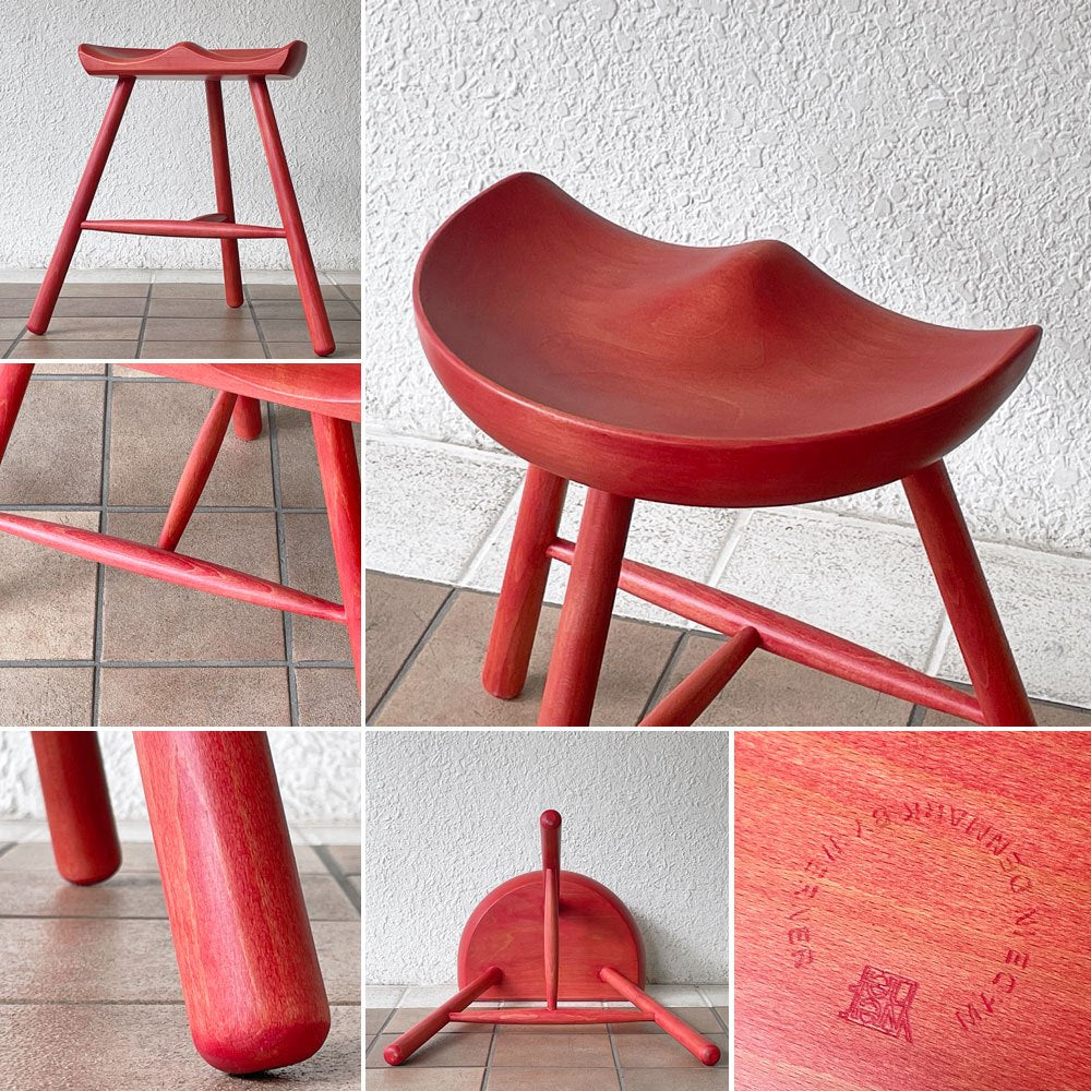 ワーナー Werner シューメーカーチェア Shoemaker Chair NO.49 スツール ビーチ材 カスタム塗装品 レッド  ラーズ・ワーナー デンマーク ◇