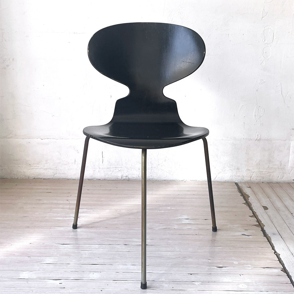 フリッツ ハンセン Fritz Hansen ビンテージ アントチェア ブラックラッカー プライウッド 3本脚 アルネ・ヤコブセン Arne Jacobsen アリンコチェア ★